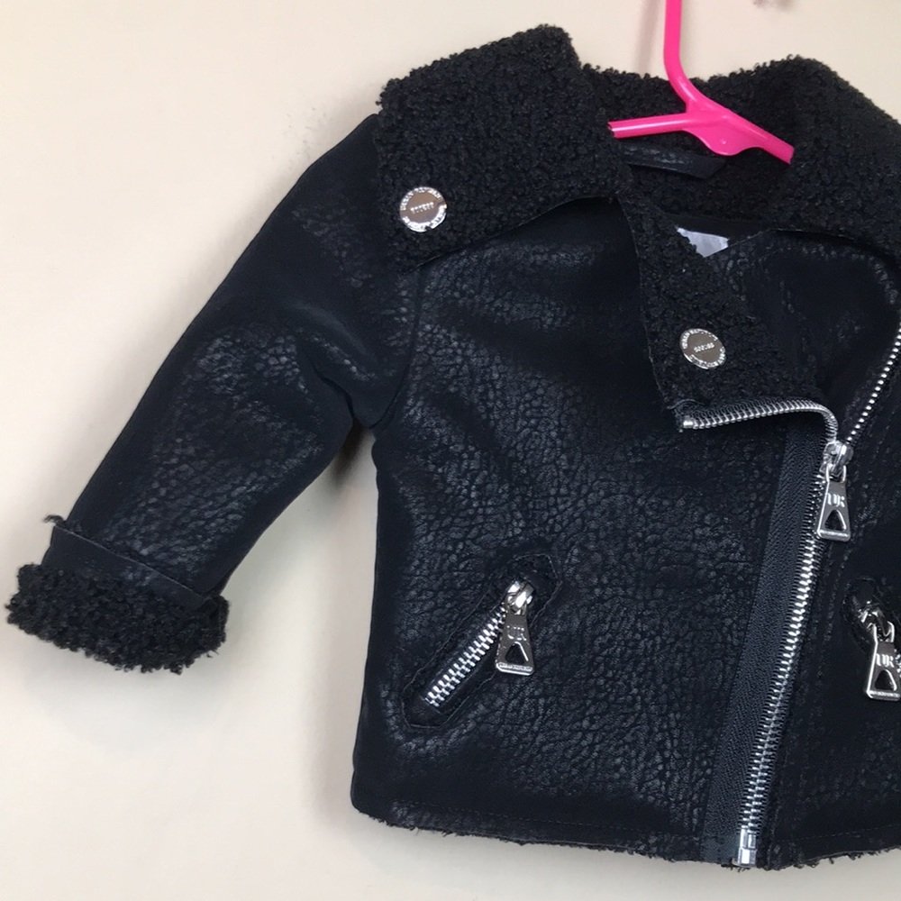 Urban Republic Baby Faux Leather Faux Fur Trim Asymmetrical Zipper Moto Jacket - Picture 2 of 10